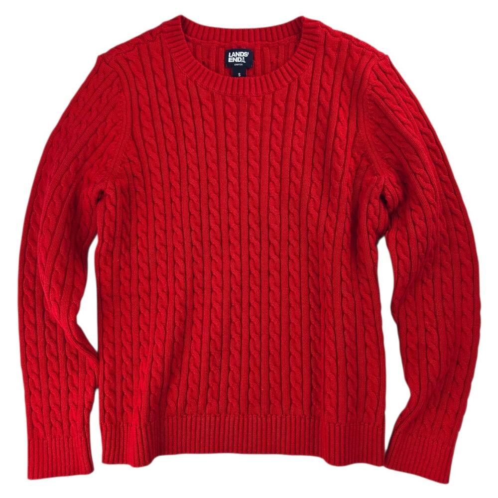 Lands' End | Red Drifter 100% Cotton Cable Sweater  | Size Small (6/8)